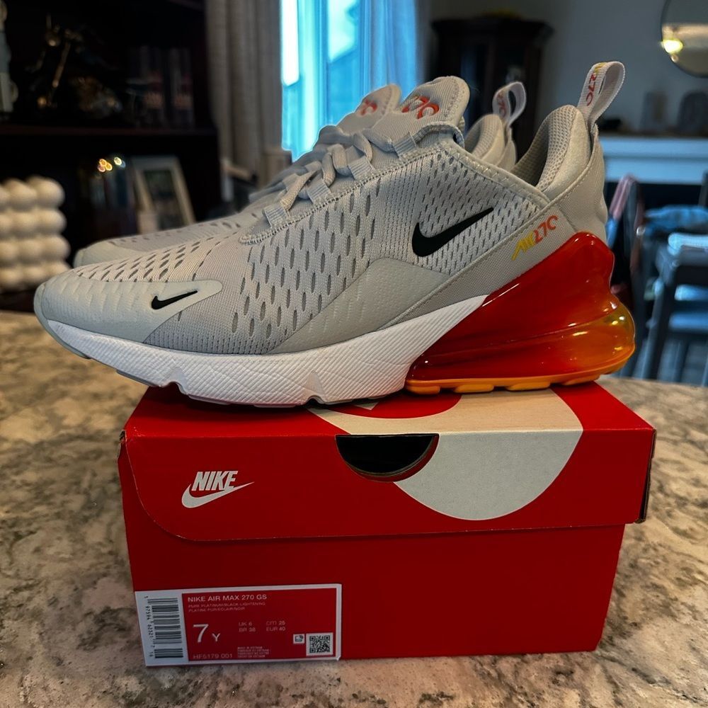 Nike Air Max 270 Gray and Orange Sneakers